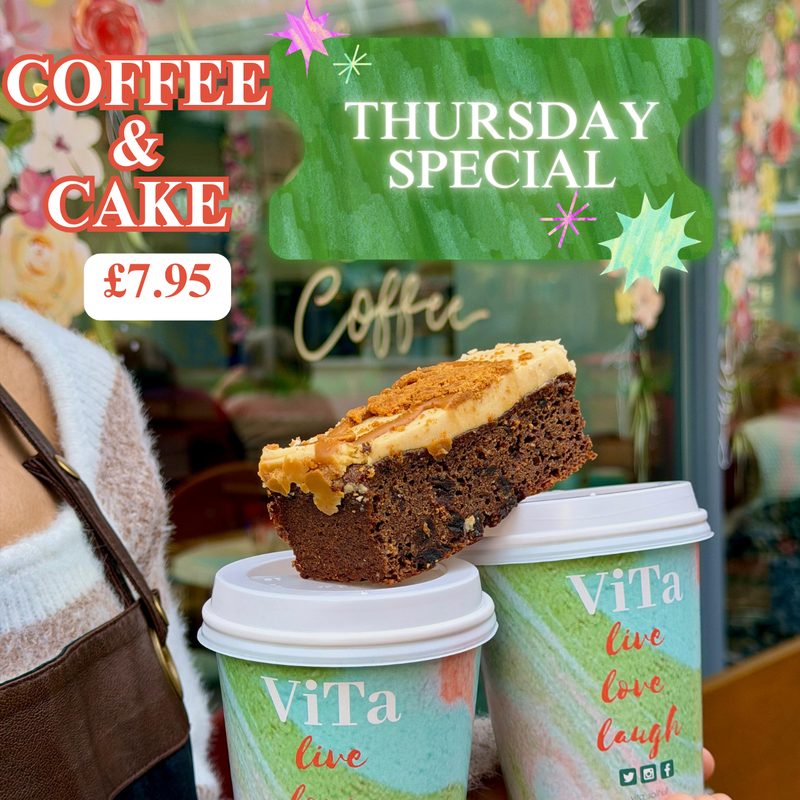 Vita Solihull Thursday Special coffee and cake print campaign